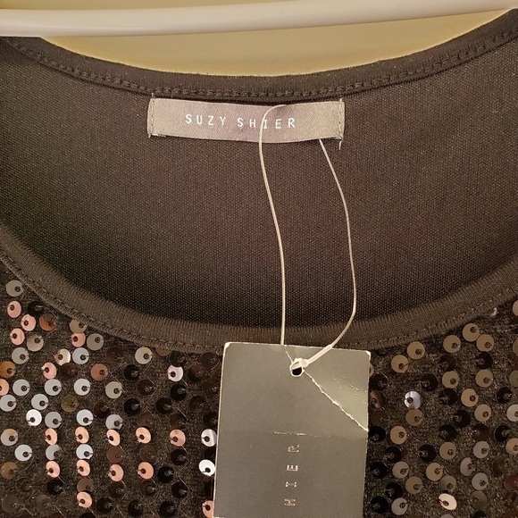 Suzy Shier Sequin Black Dress Size L - Picture 6 of 8